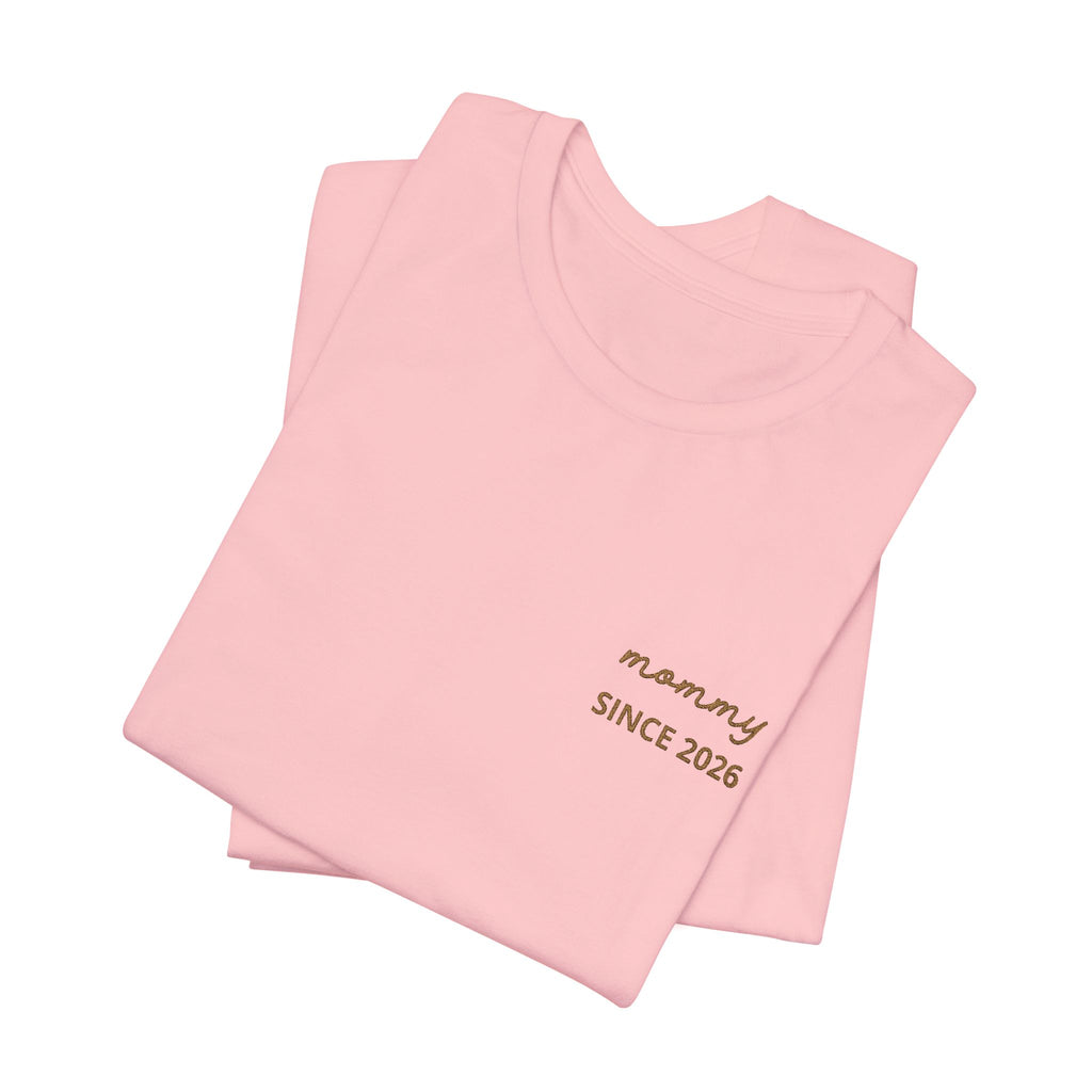 Camiseta Personalizada Mamá Est Corazón Bordado y Manga
