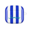 Blue Striped AirPods Case with Personalized Name