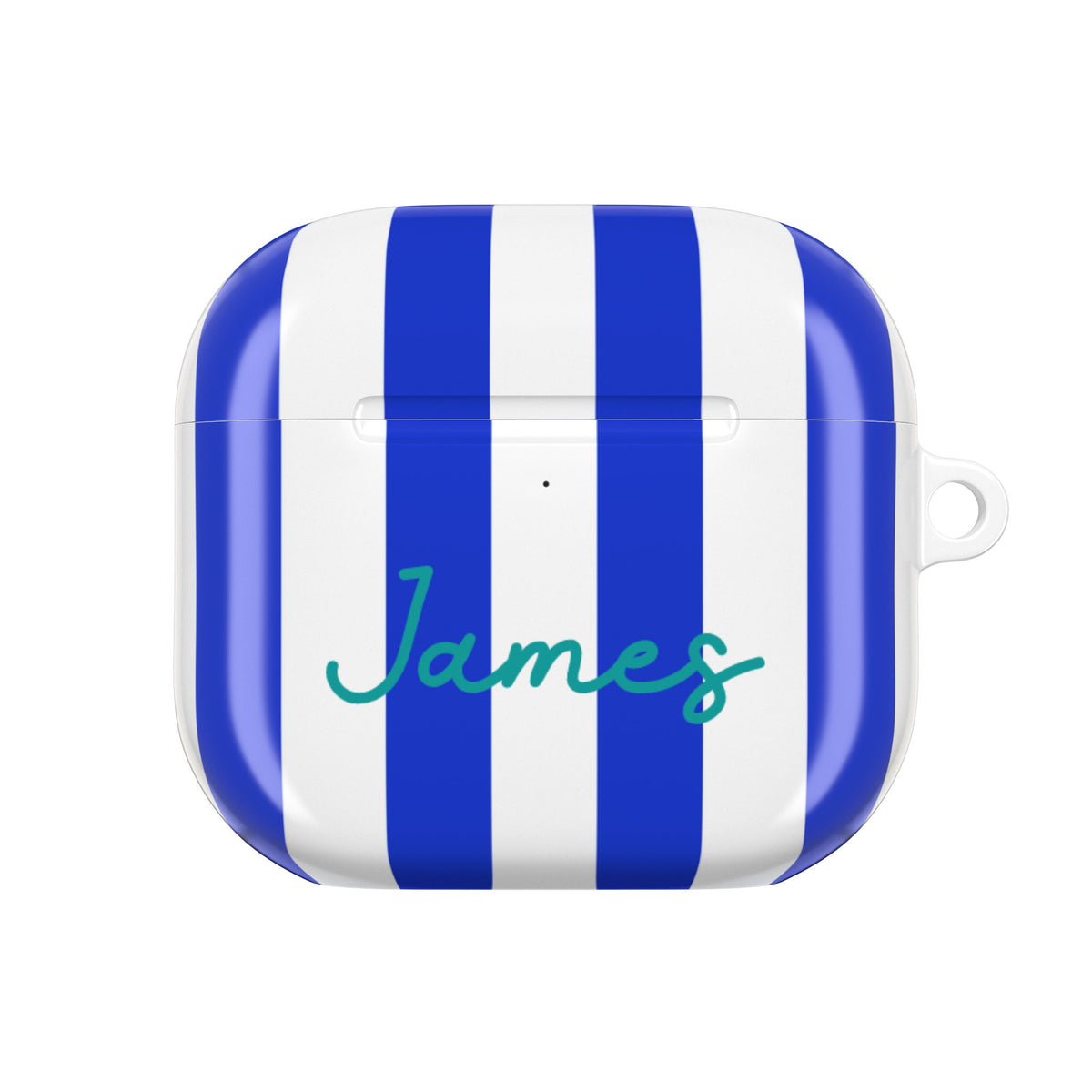 Blue Striped AirPods Case with Personalized Name