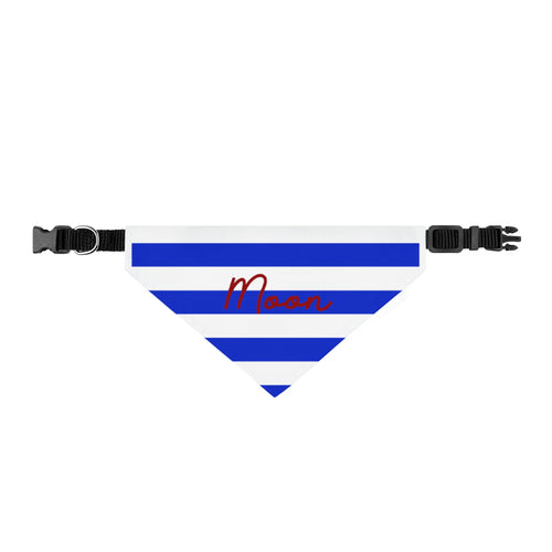 Blue Striped Pet Bandana with Custom Text