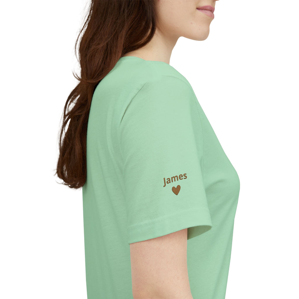 Camiseta Personalizada Mamá Est Corazón Bordado y Manga