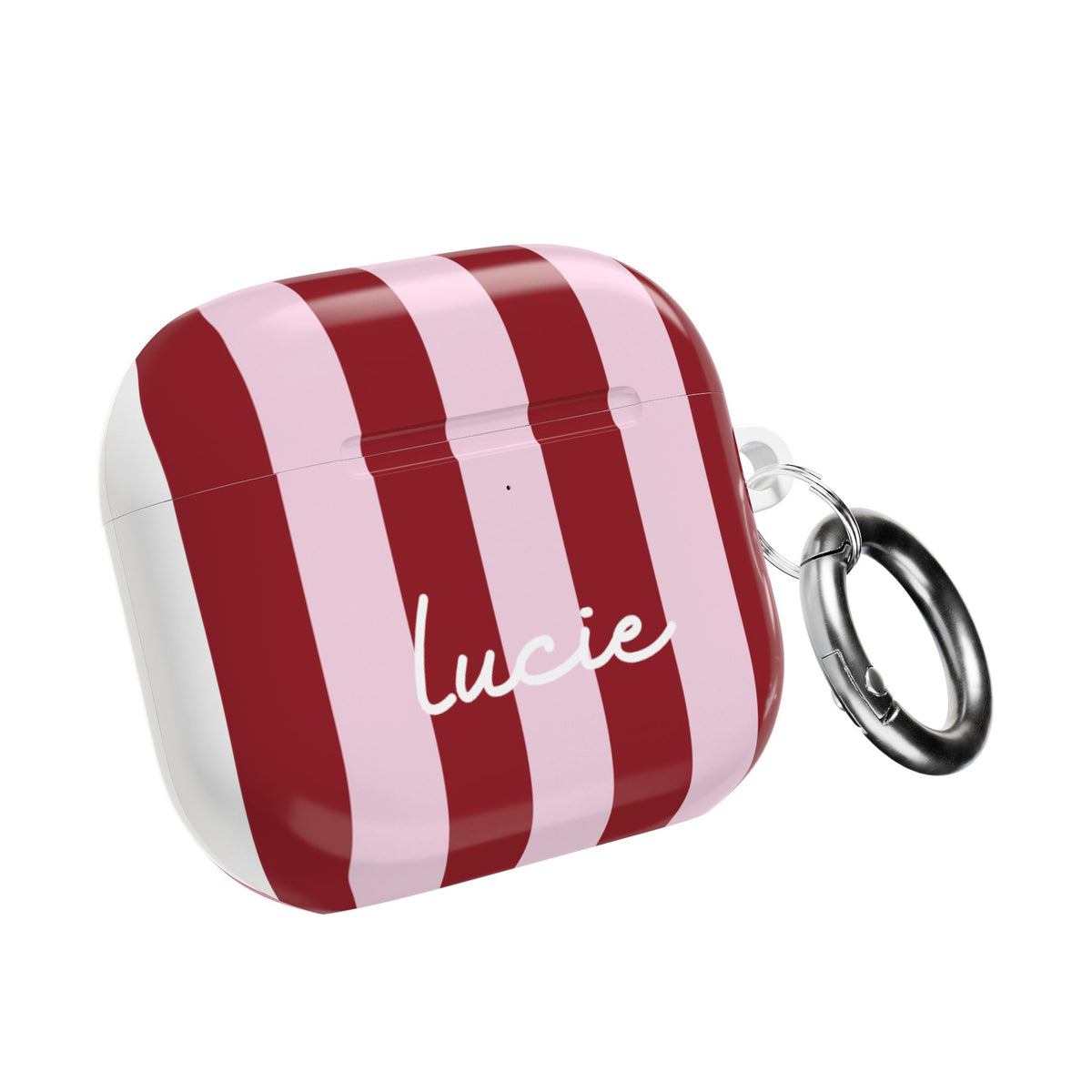 Red Striped AirPods Case with Personalized Name