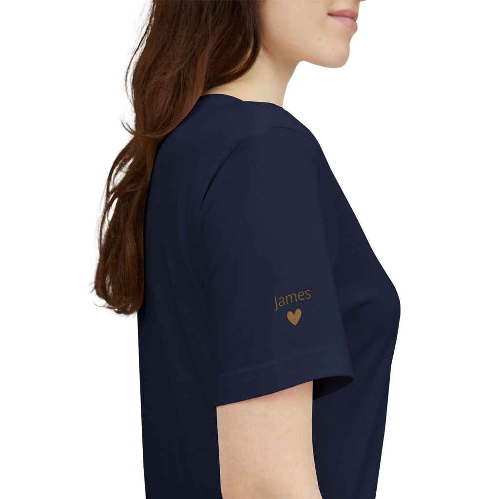 Camiseta Personalizada Mamá Est Corazón Bordado y Manga