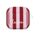 Red Striped AirPods Case with Personalized Name