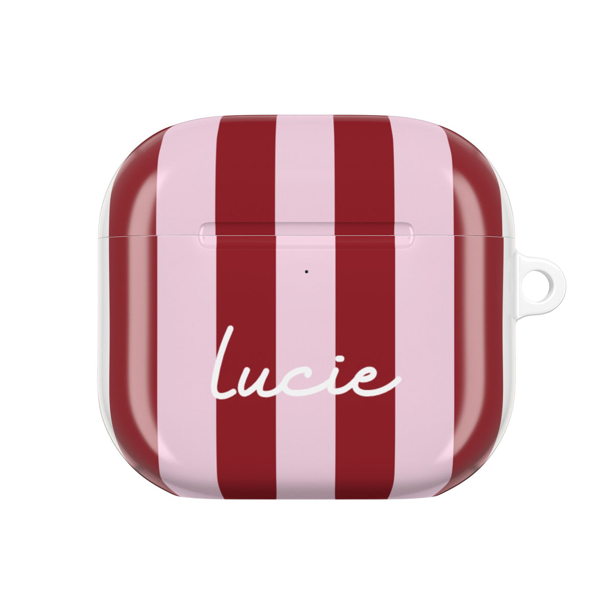Red Striped AirPods Case with Personalized Name