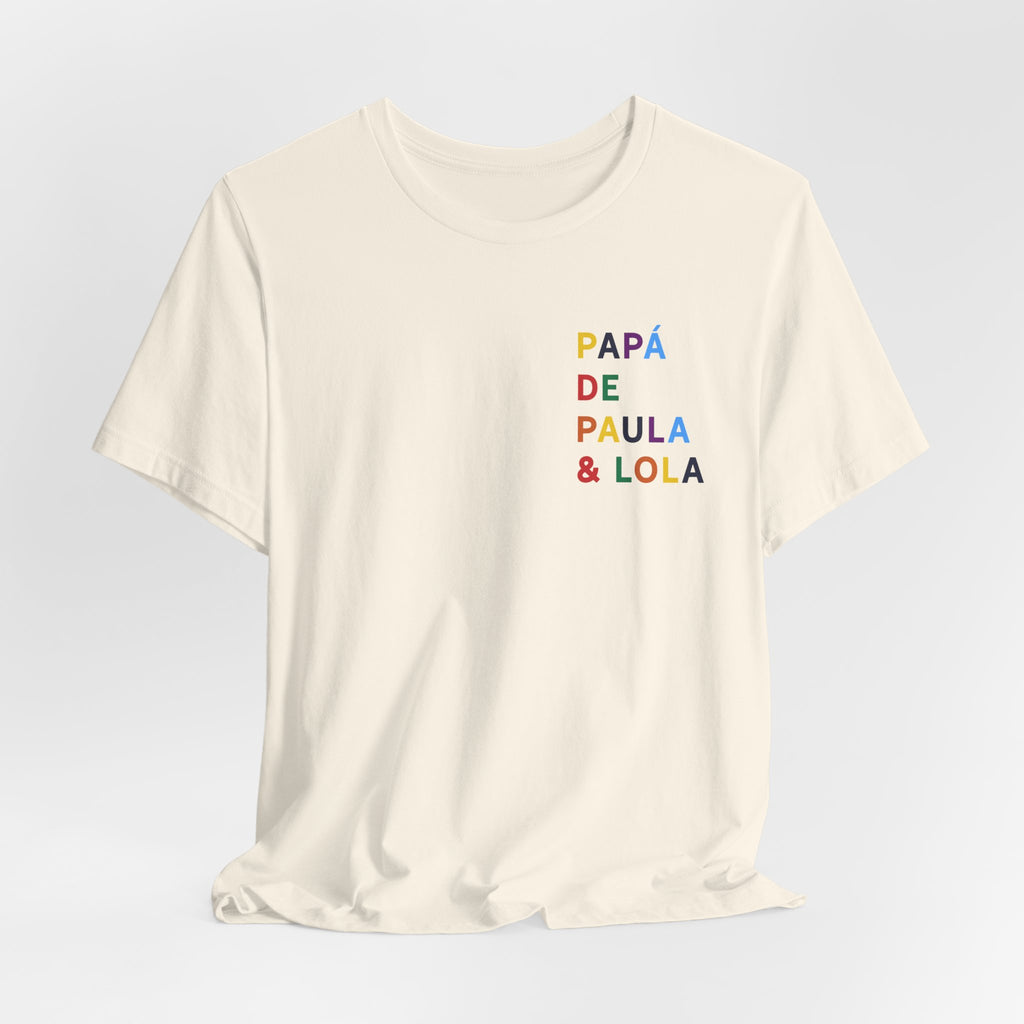 Camiseta Papá de con nombre multicolor