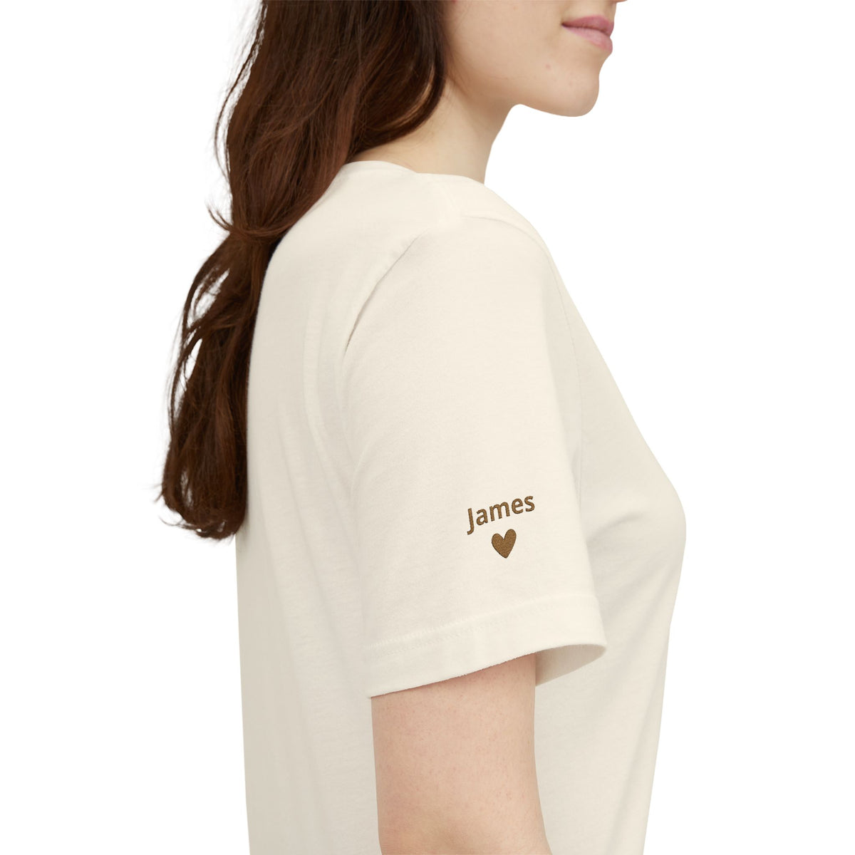 Camiseta Personalizada Mamá Est Corazón Bordado y Manga