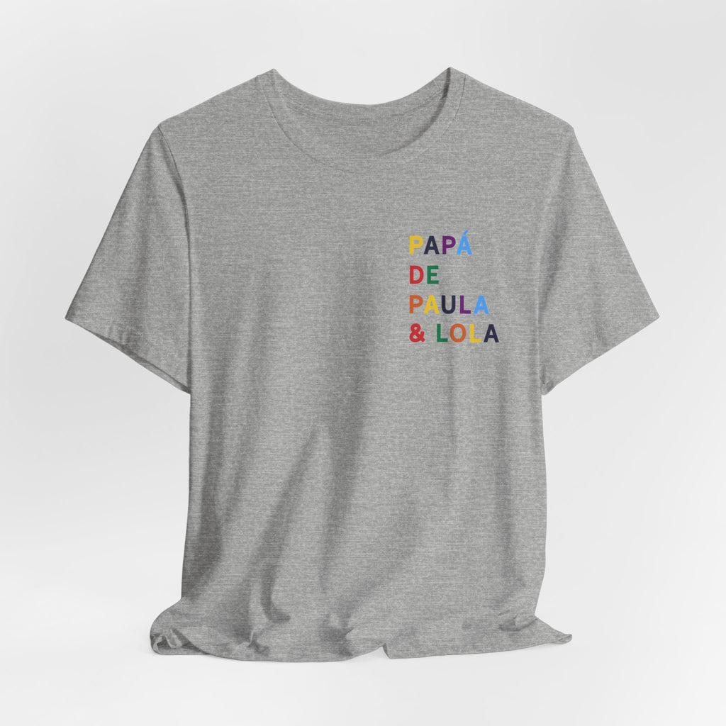 Camiseta Papá de con nombre multicolor