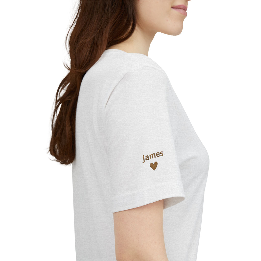 Camiseta Personalizada Mamá Est Corazón Bordado y Manga