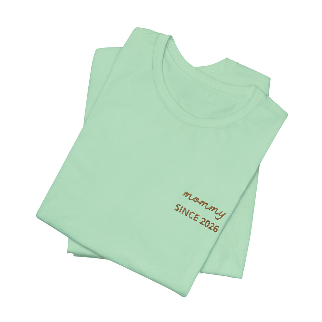 Camiseta Personalizada Mamá Est Corazón Bordado y Manga