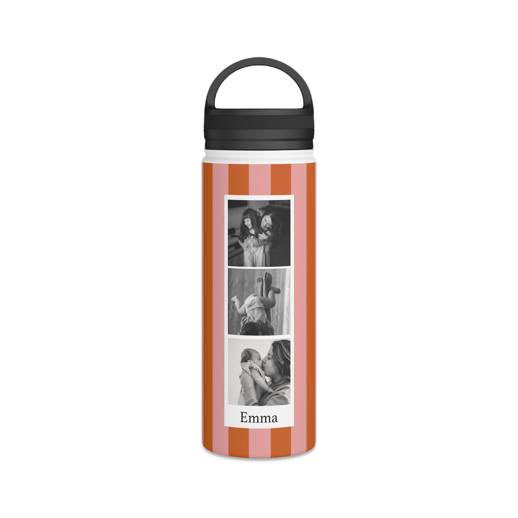 Botella de Agua a Rayas con Foto Personalizada