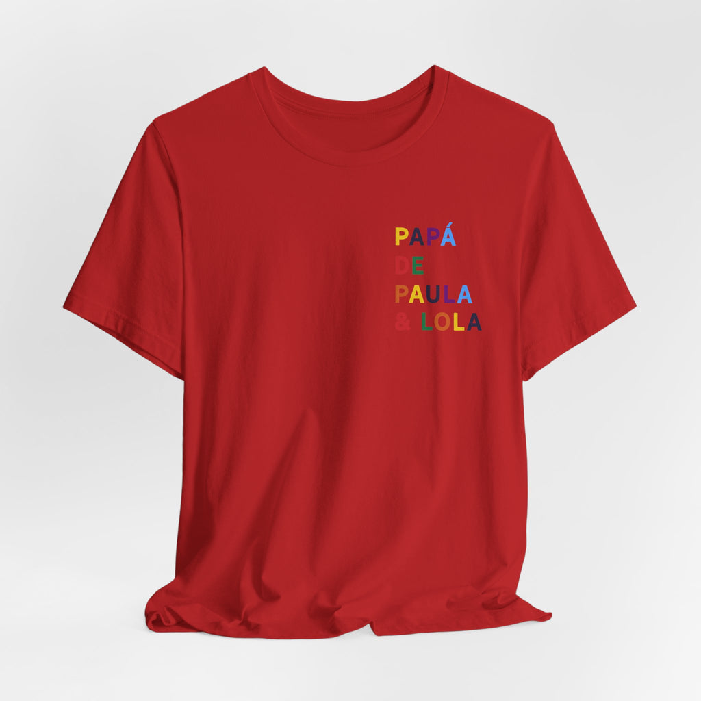 Camiseta Papá de con nombre multicolor
