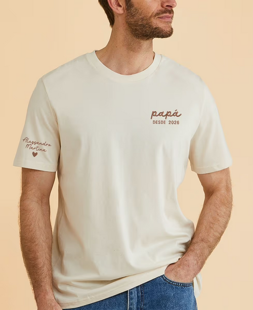 Camiseta Papá Personalizada Bordada con Fecha y Nombres