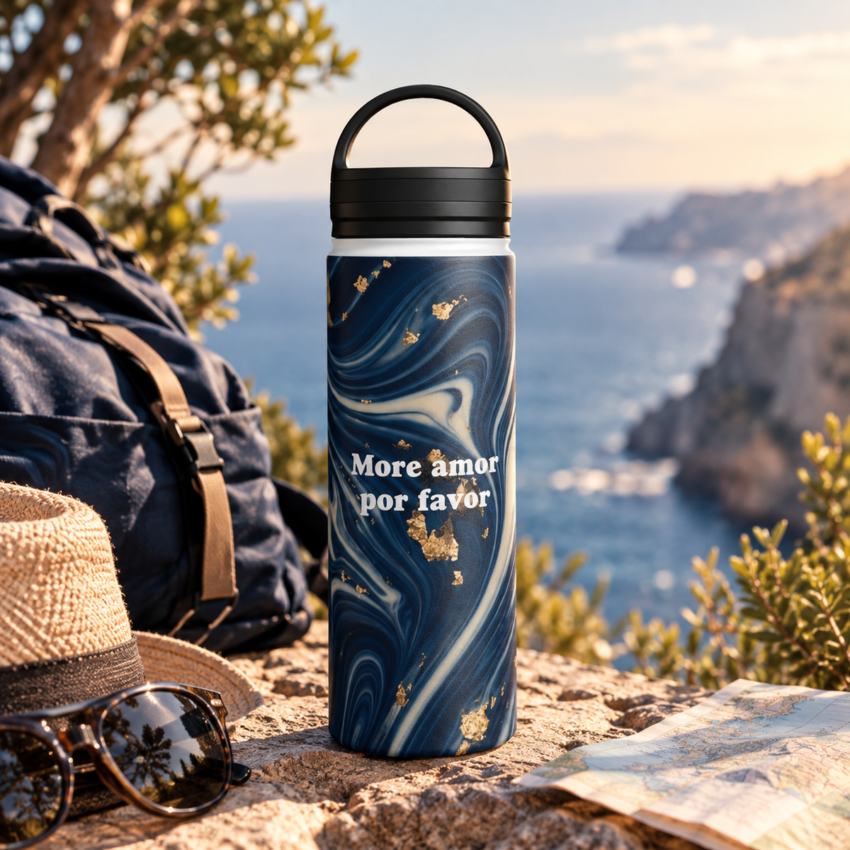 Botella de Agua con Estampado Tendencia y Texto Personalizado