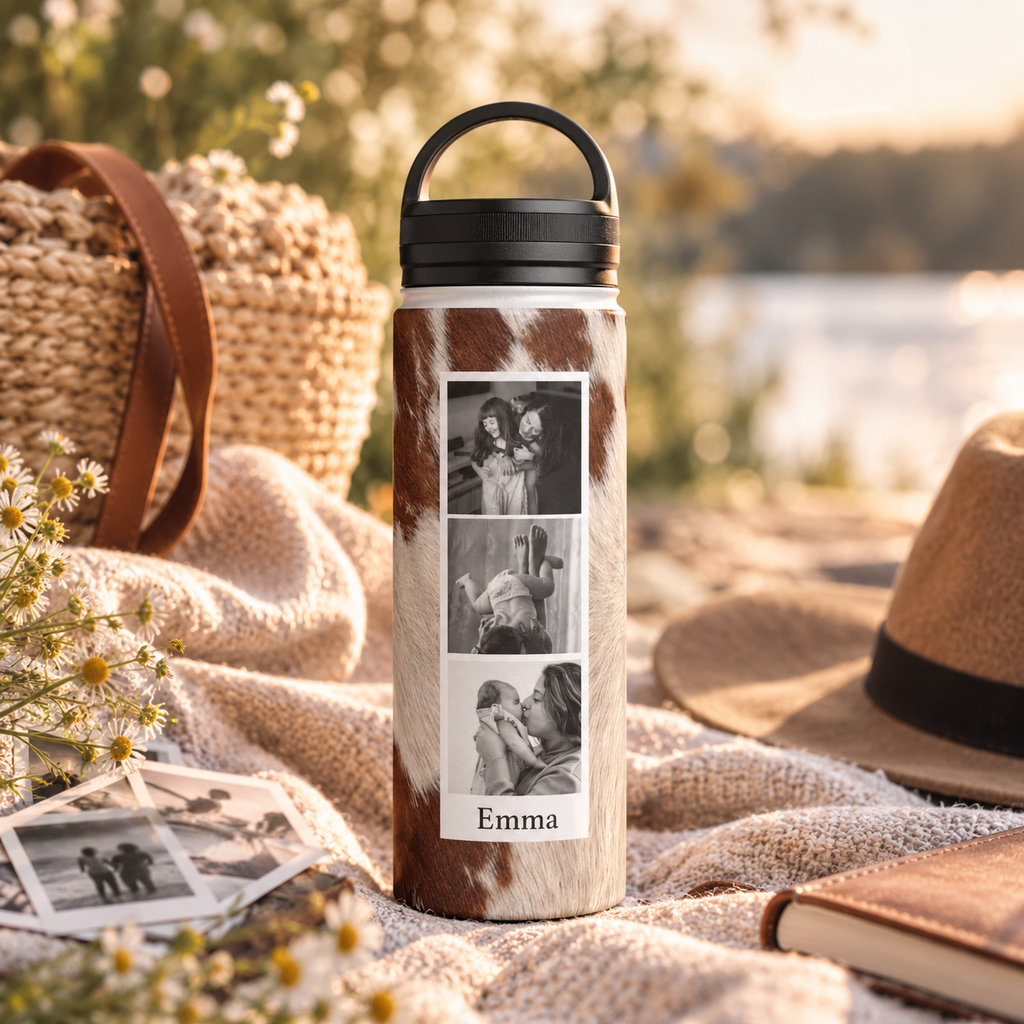 Botella de Agua con Estampado Animal y Foto Personalizada